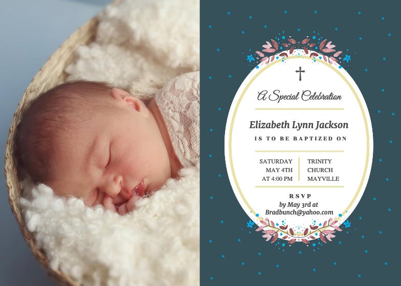 Birth flowers - baptism & christening invitation