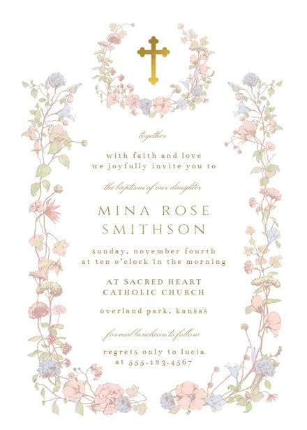 Blessed blossoms - baptism & christening invitation