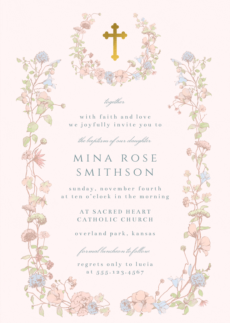 Blessed blossoms - baptism & christening invitation