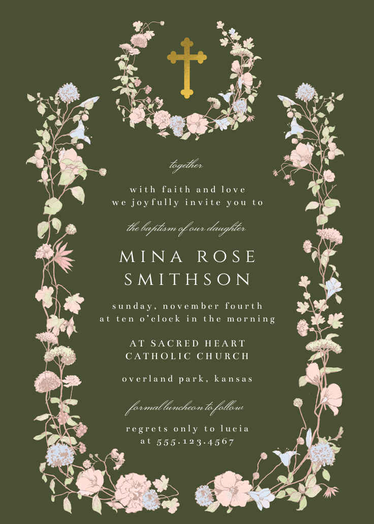 Blessed blossoms - invitación de bautizo