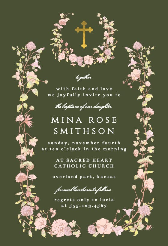 Blessed blossoms - invitación para bautizo