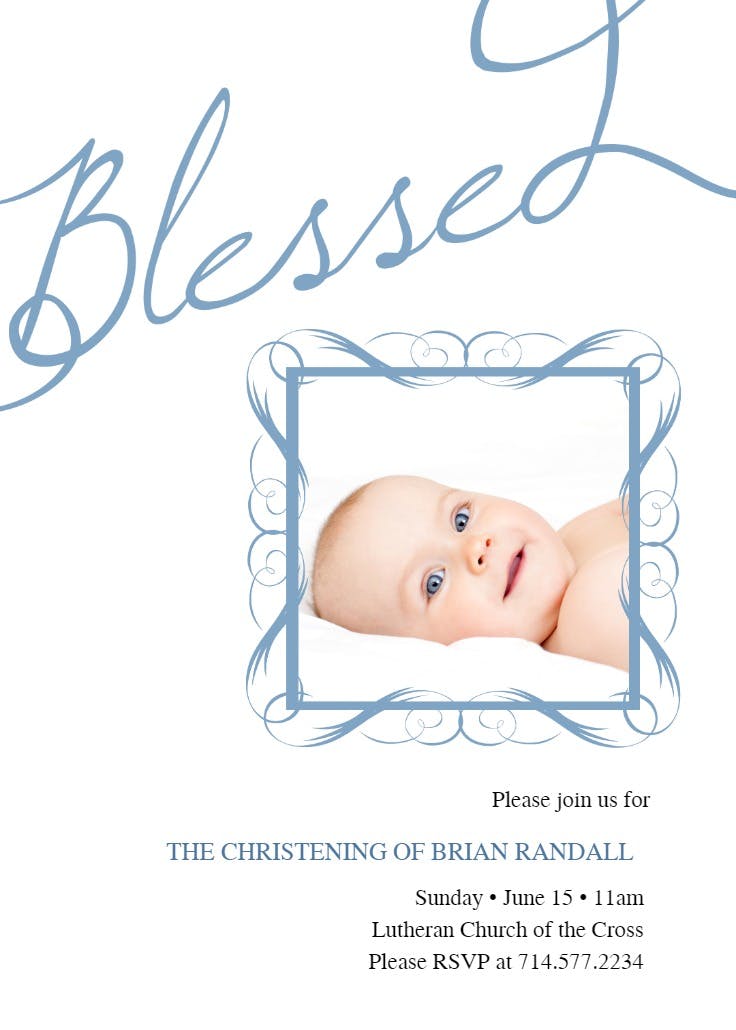 Blessed typography - baptism & christening invitation