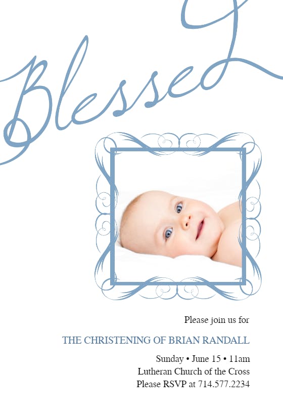 Blessed typography - invitación de bautizo