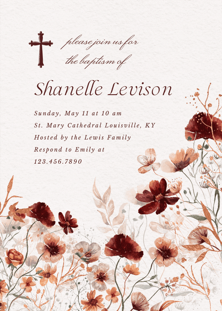 Blooming palette - baptism & christening invitation