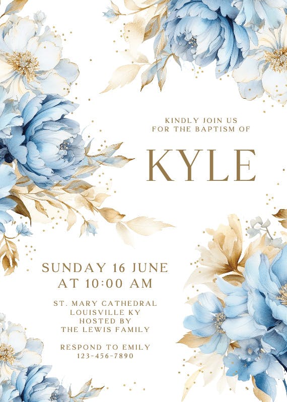 Blue blooms - printable party invitation