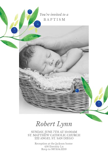 Blueberry fields - Baptism & Christening Invitation