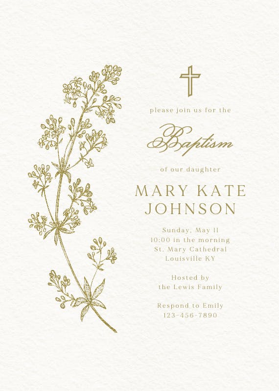Botanical line - baptism & christening invitation