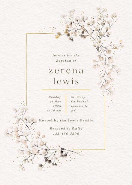 Breathless - baptism & christening invitation