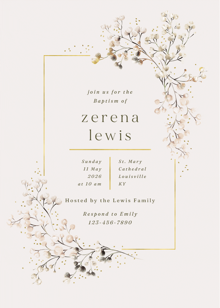 Breathless - baptism & christening invitation