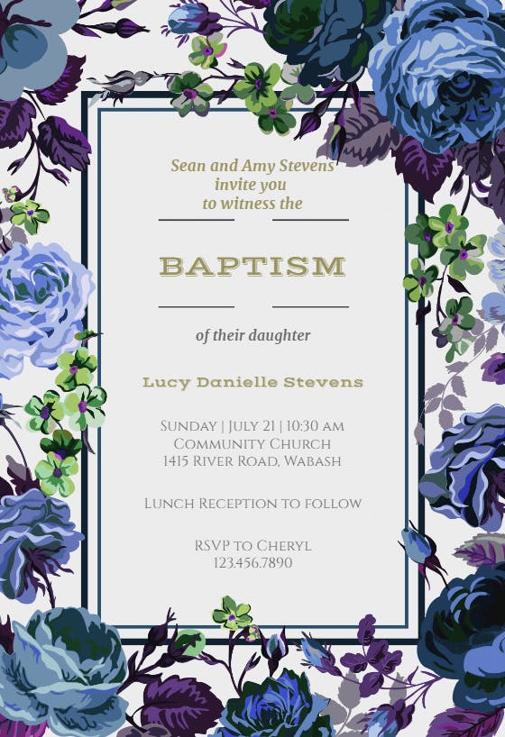 Cabbage roses -  invitaciones de bautizo