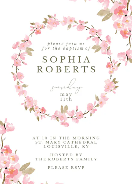 Cream and Indigo Watercolor - Baptism & Christening Invitation Template ...