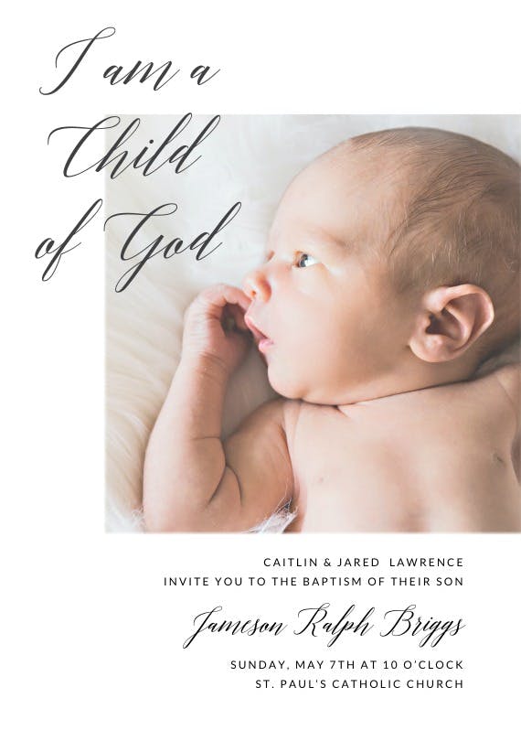 Child of god - baptism & christening invitation