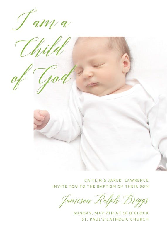 Child of god - invitación de bautizo