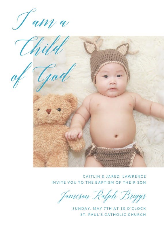 Child of god - invitación de bautizo