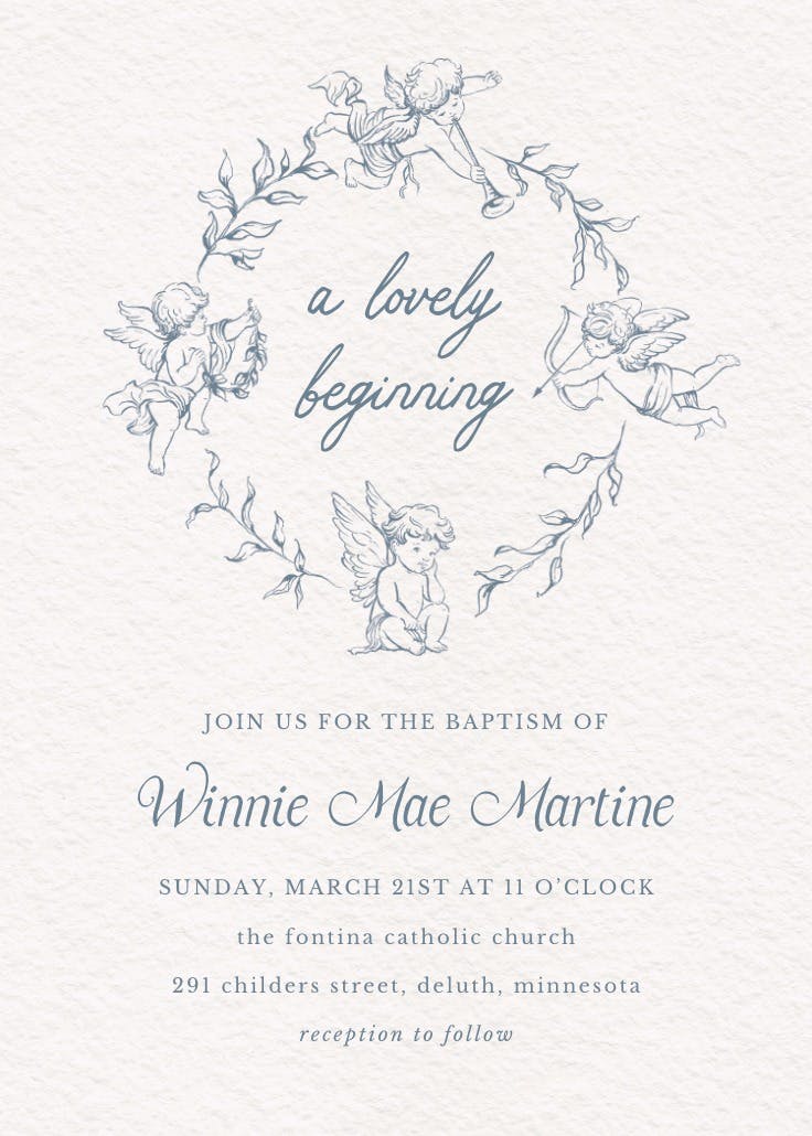 Chubby cherubs - invitación de bautizo