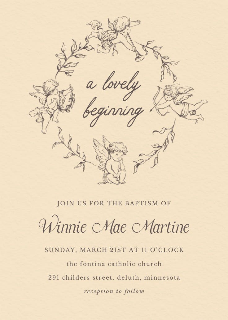 Chubby cherubs - baptism & christening invitation