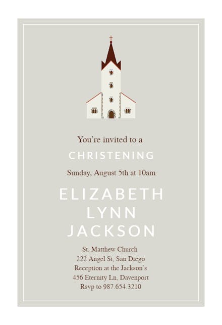 Church - Baptism & Christening Invitation