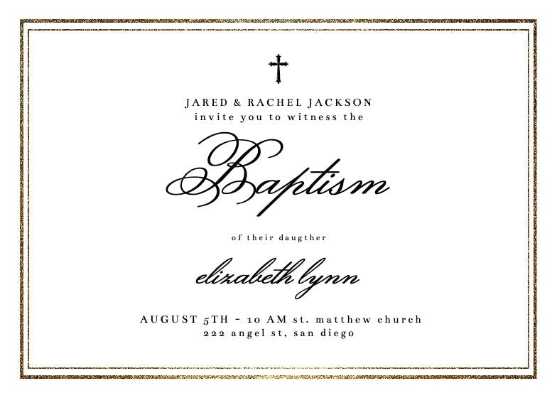 Classy baptism - baptism & christening invitation