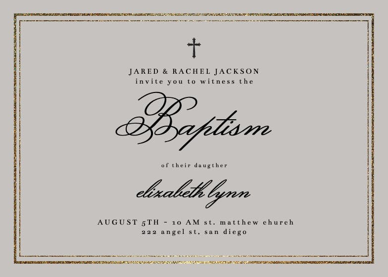 Classy baptism - baptism & christening invitation