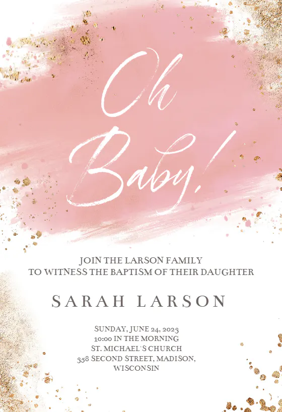 Cream And Indigo Watercolor - Baptism & Christening Invitation Template ...