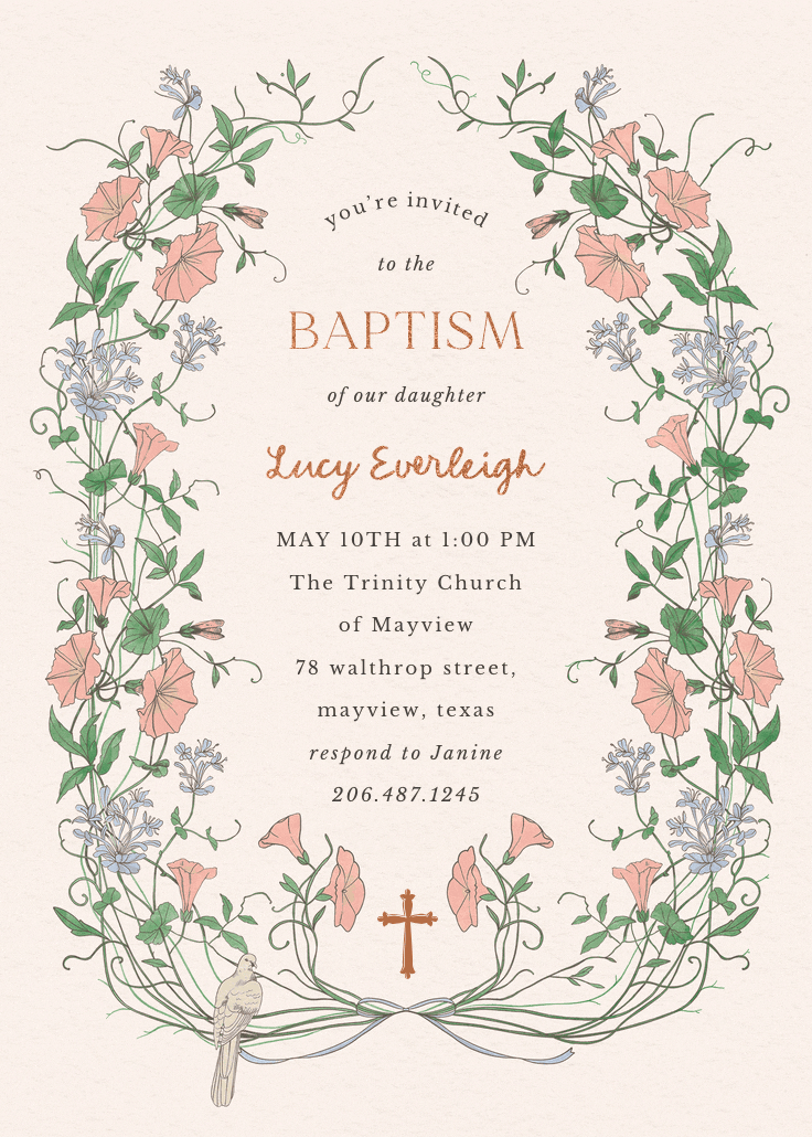 Dainty victorian - baptism & christening invitation