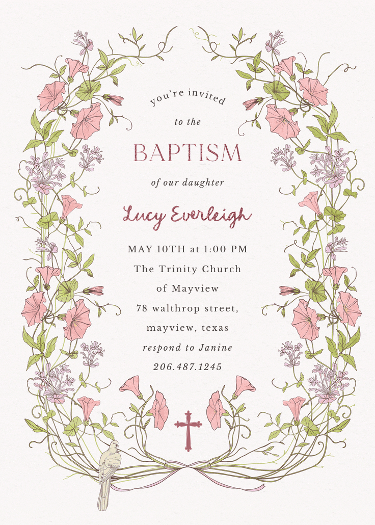 Dainty victorian - invitación de bautizo