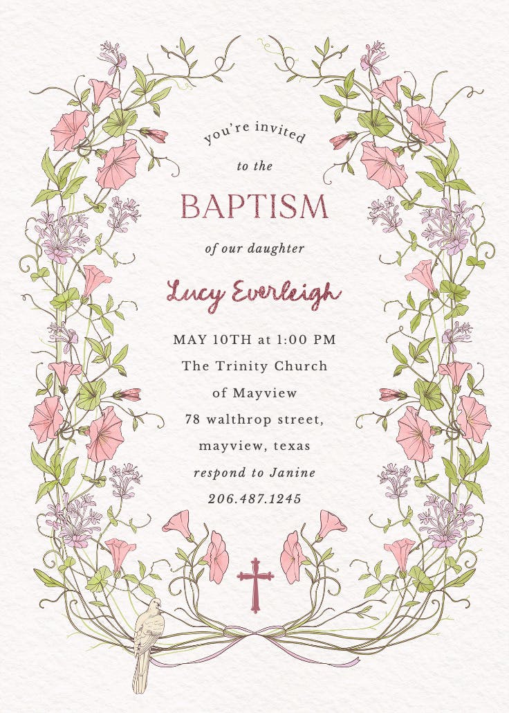 Dainty victorian - baptism & christening invitation