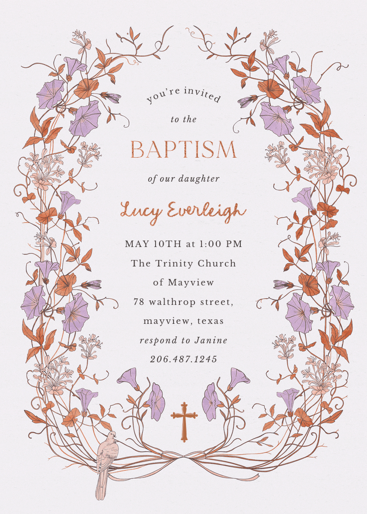 Dainty victorian - invitación de bautizo