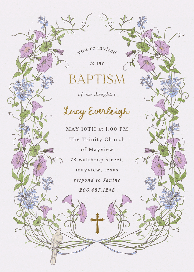 Dainty victorian - invitación de bautizo