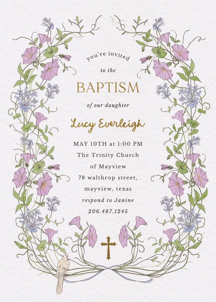 Dainty victorian - baptism & christening invitation