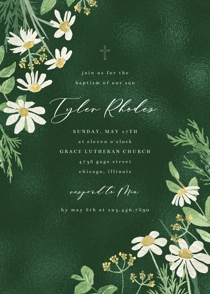 Daisy bouquet - baptism & christening invitation