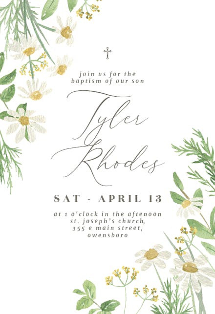 Daisy Bouquet - Baptism & Christening Invitation