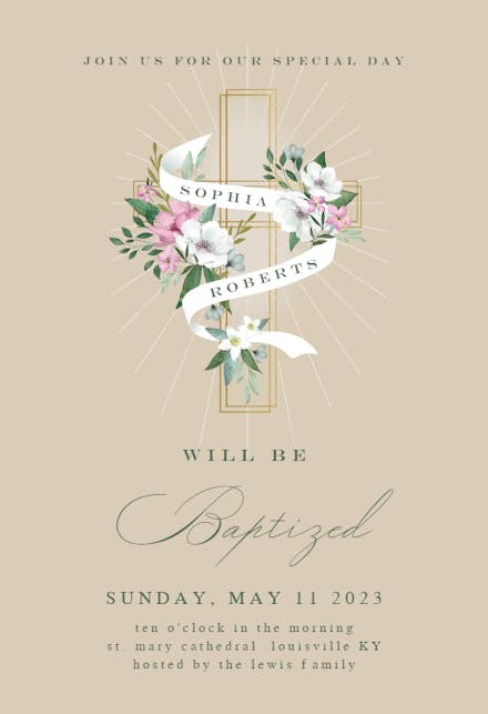 Decorative Cross - Invitaciones De Bautizo