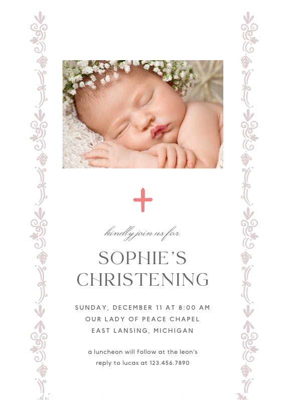 Delicate accents - baptism & christening invitation