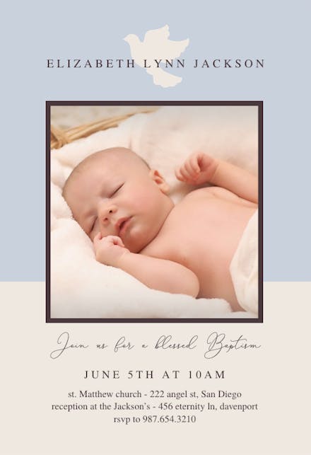 Dove - Baptism & Christening Invitation Template | Greetings Island