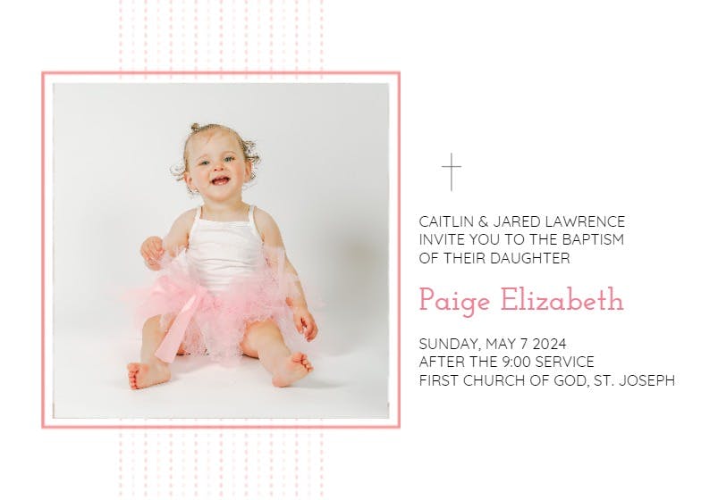 Elegant cross - baptism & christening invitation
