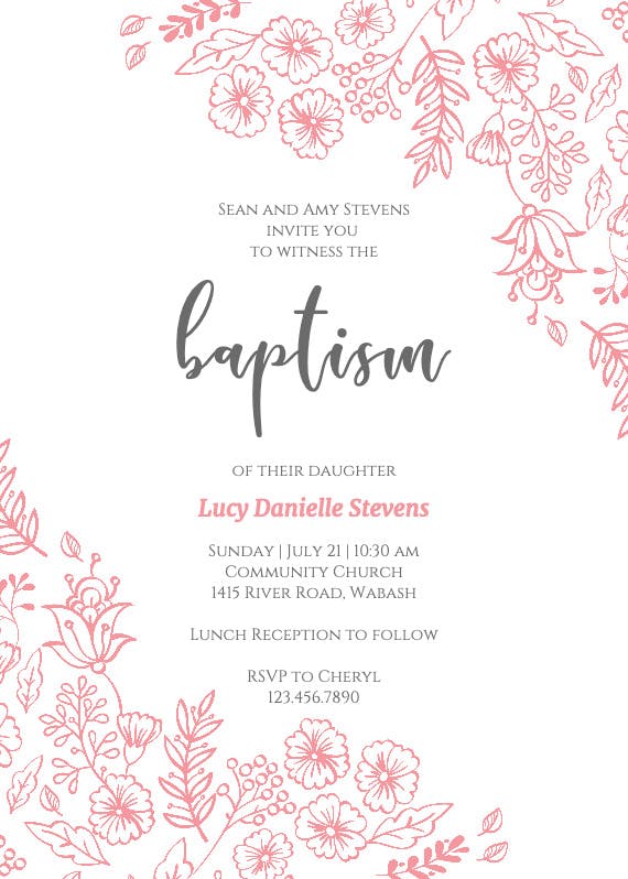 Elegant flowers -  invitaciones de bautizo