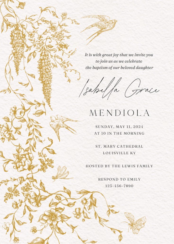 Etched autumn florals - invitation