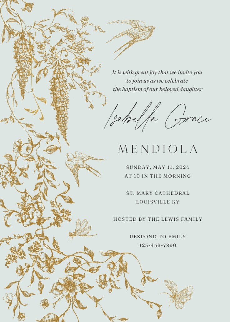 Etched autumn florals - invitation