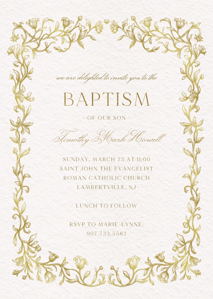 Etched Deco - Baptism & Christening Invitation Template | Greetings Island