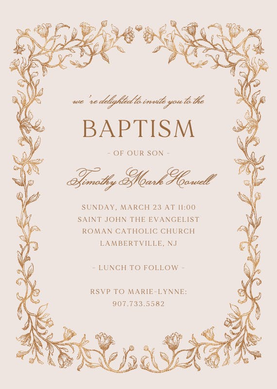 Etched deco - baptism & christening invitation