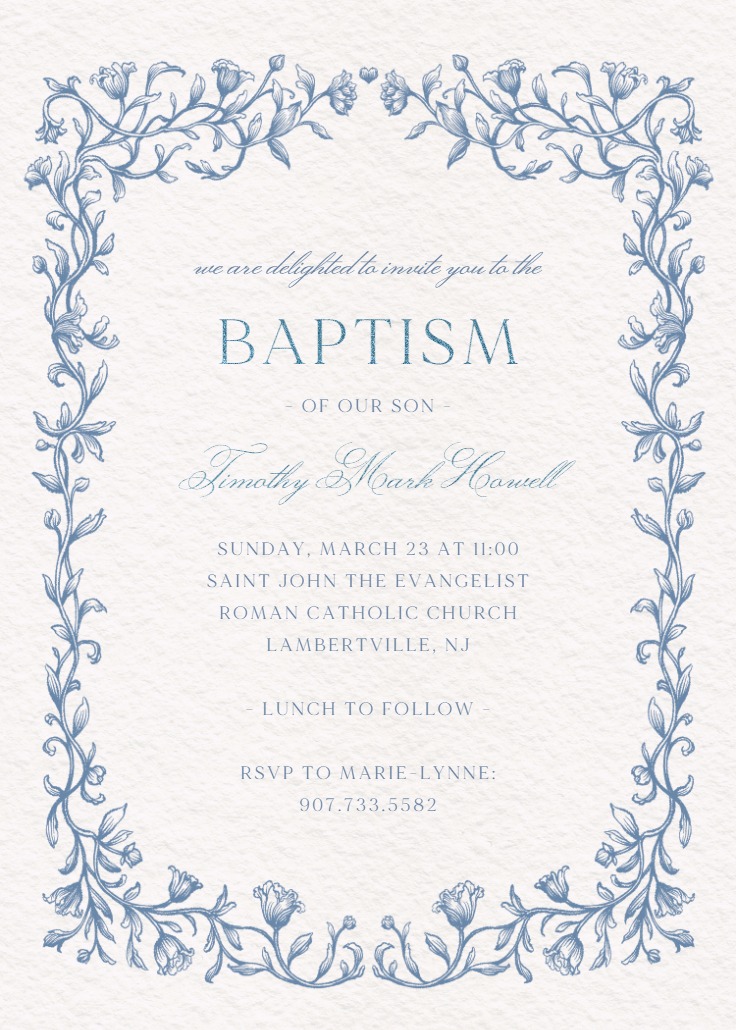 Etched Deco - Baptism & Christening Invitation Template | Greetings Island