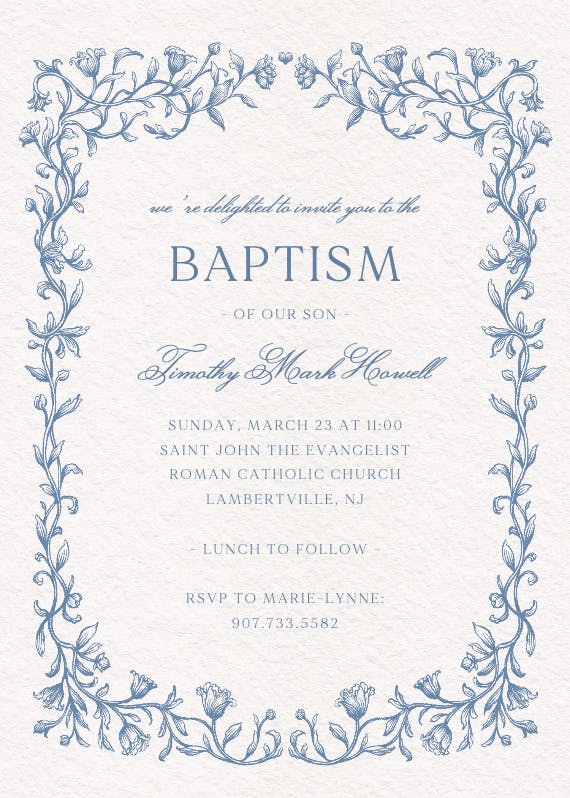 Etched deco - baptism & christening invitation