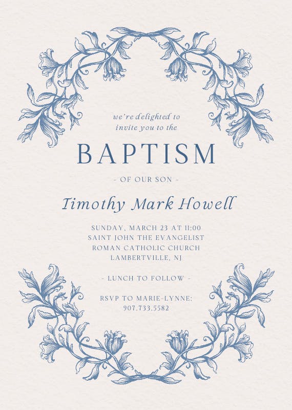 Etched frame - baptism & christening invitation