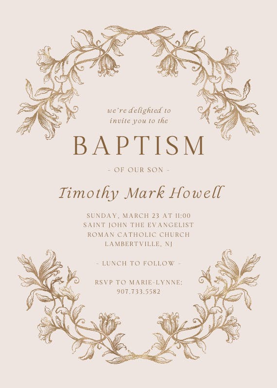 Etched frame - baptism & christening invitation