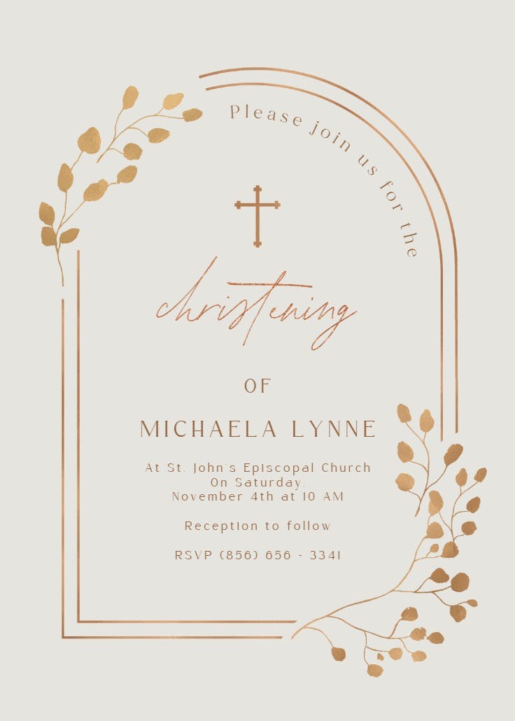 Eucalyptus leaves - baptism & christening invitation