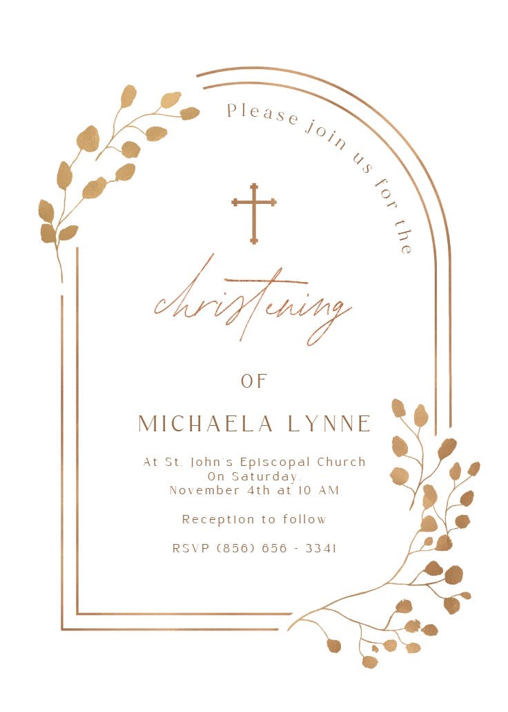 Eucalyptus leaves - baptism & christening invitation