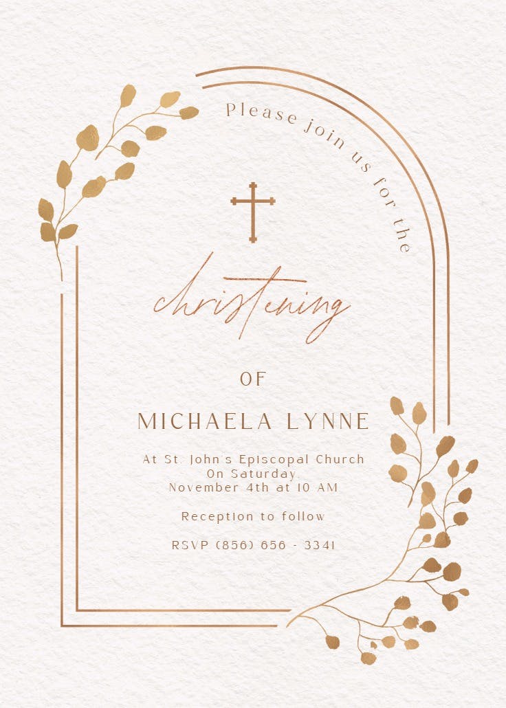 Eucalyptus leaves - baptism & christening invitation