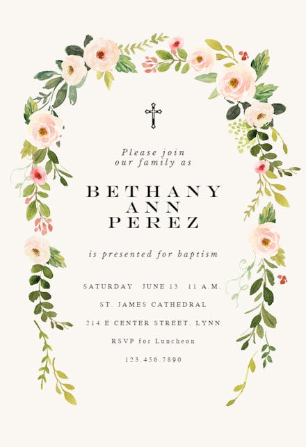 Falling flowers - Baptism & Christening Invitation