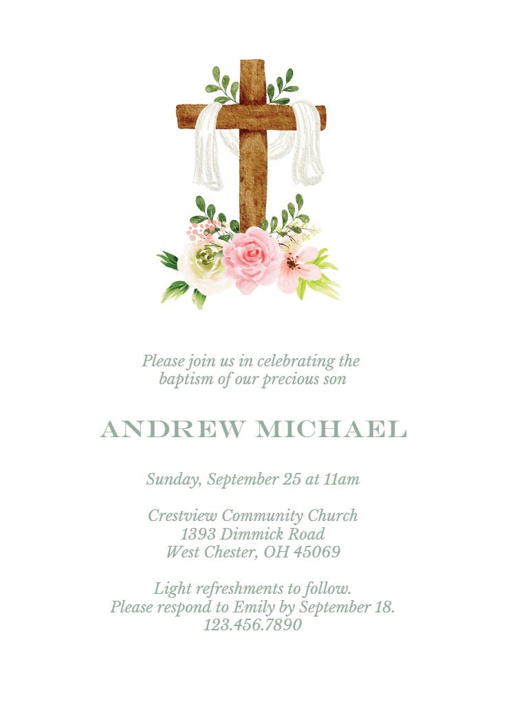 Family milestone - baptism & christening invitation